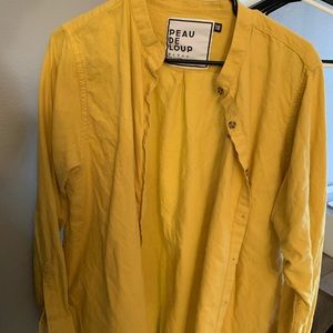 Peau de Loup collarless dress shirt